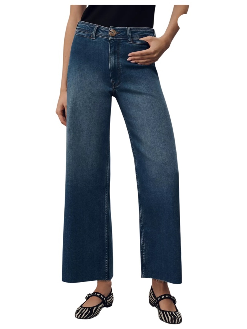 Maeve by Anthropologie The Ettie Dark Wash Wide Leg High Rise Jeans